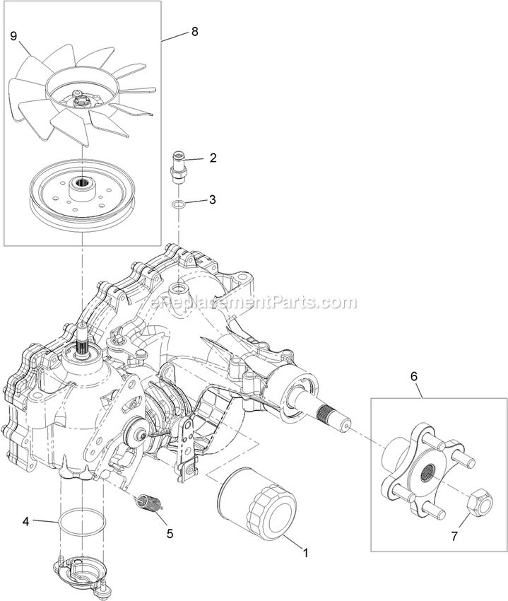 Transaxle Assembly Diagram and Parts List for PNE22KA482 (920000-999999)(2011) Exmark Lawn Mower