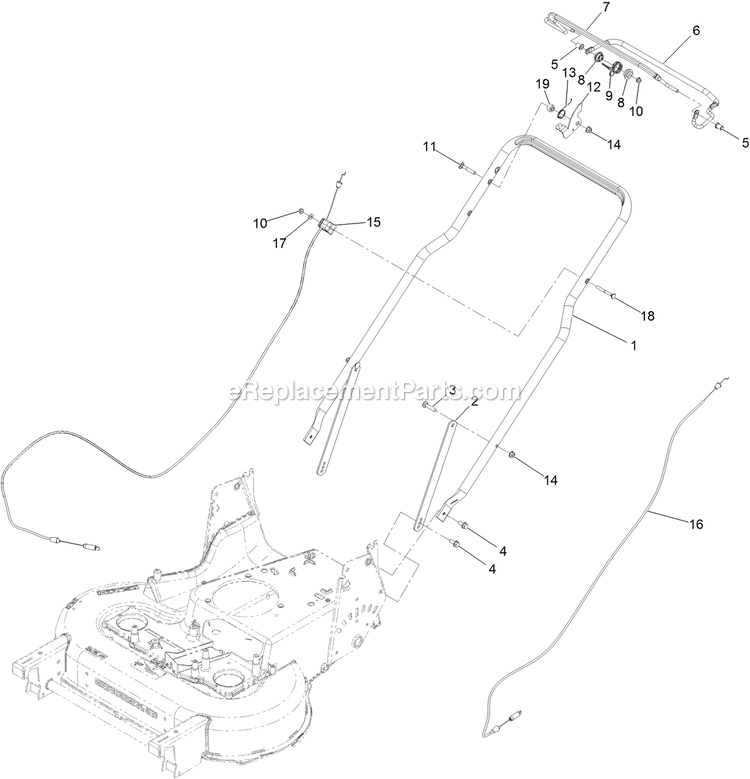 Handle Assembly Diagram and Parts List for ECS180CKA30000 (316000000-399999999)(2016) Exmark Lawn Mower