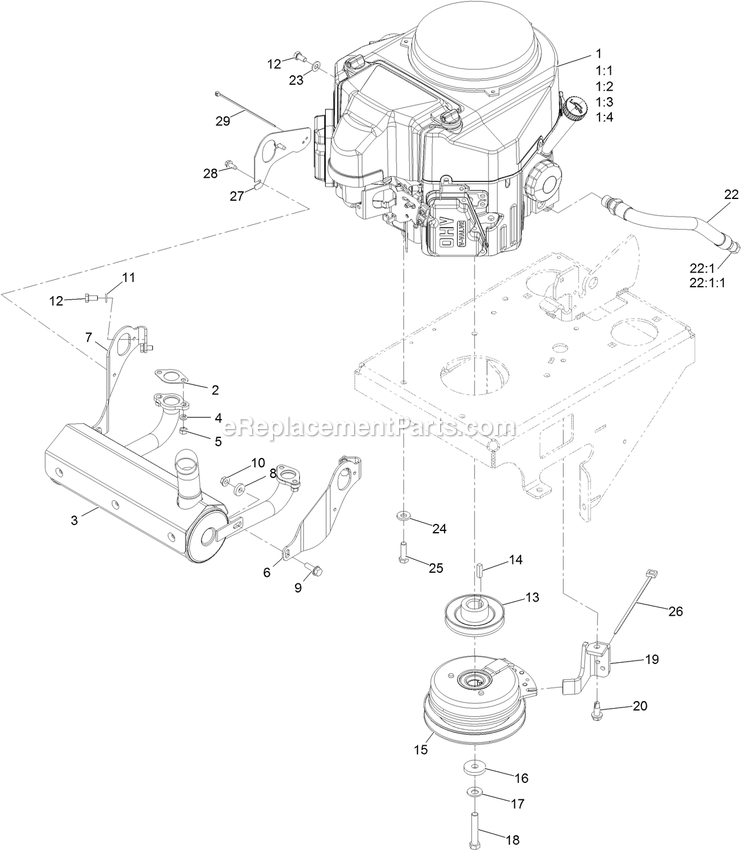 Engine Assembly Diagram and Parts List for VTS541CKA36300 (400000000-402082299)(2017) Exmark Lawn Mower