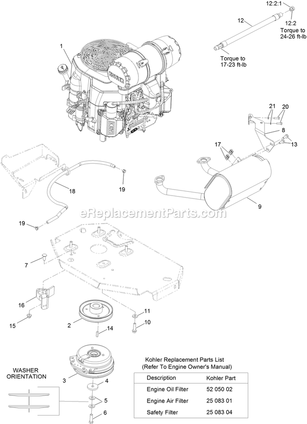 Engine Assembly Diagram and Parts List for LZE742GKC60400 (315000000-315999999)(2015) Exmark Lawn Mower