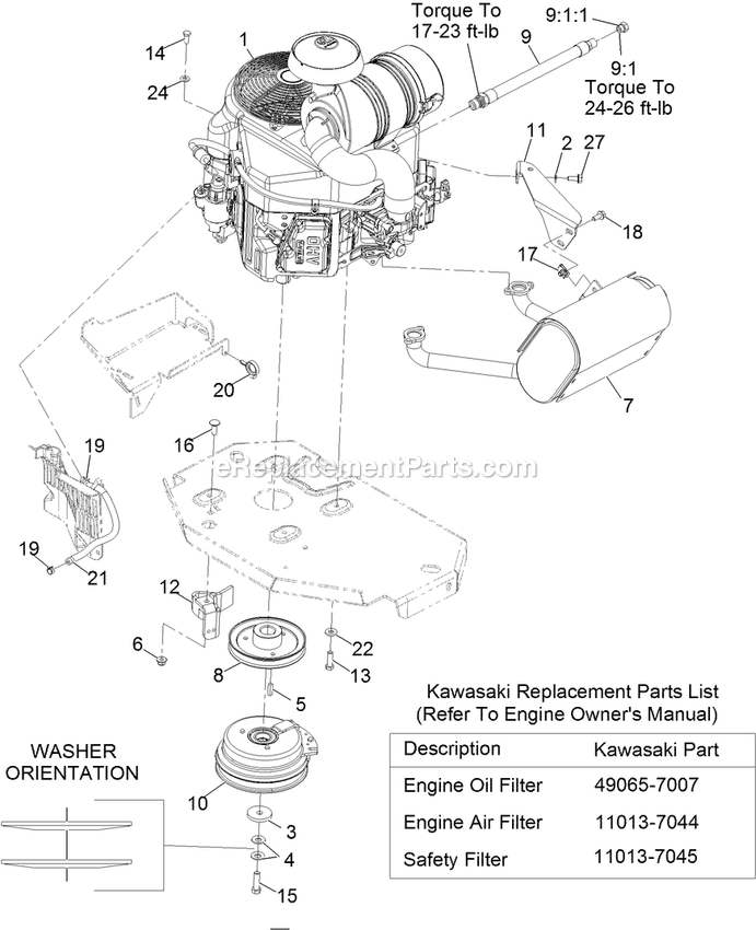 Engine Assembly Diagram and Parts List for LZE730KA604SS (314000000-314999999)(2014) Exmark Lawn Mower