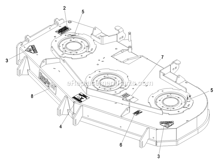 Deck With Decals Assembly (3) Diagram and Parts List for LZZ23KA526 (790000-849999)(2009) Exmark Lawn Mower