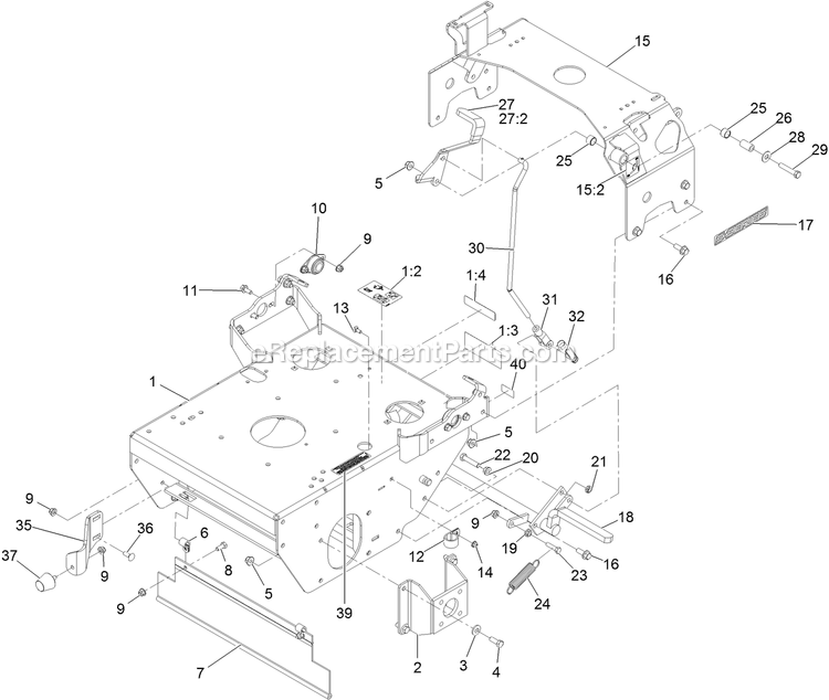 Engine Deck Diagram and Parts List for TTS481CKA36300 (406294345-408644345)(2020) Exmark Lawn Mower