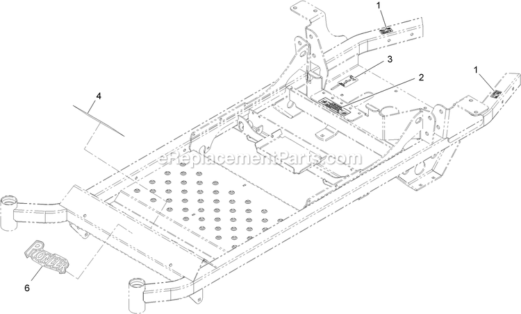 Main Frame With Decals Assembly Diagram and Parts List for PNS20KA443 (920000-999999)(2011) Exmark Lawn Mower