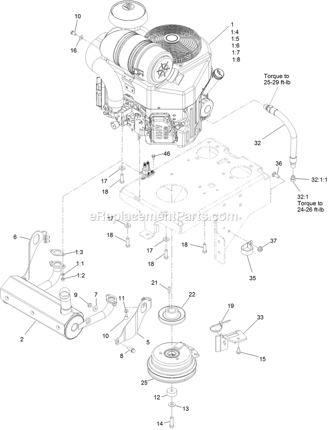 Engine Assembly Diagram and Parts List for VTS691CKA52400 (402082300-404314158)(2018) Exmark Lawn Mower