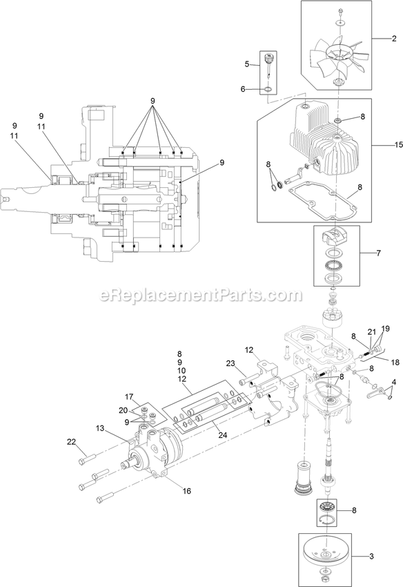 Lh Hydro Assembly Diagram and Parts List for LZS740PKC52400 (315000000-315999999)(2015) Exmark Lawn Mower