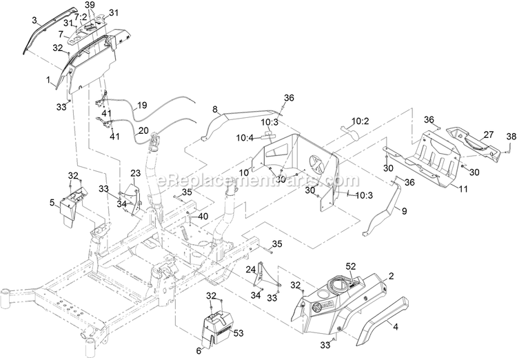 Control Assembly Diagram and Parts List for RAX691GKA524A3 (400000000-402082299)(2017) Exmark Lawn Mower