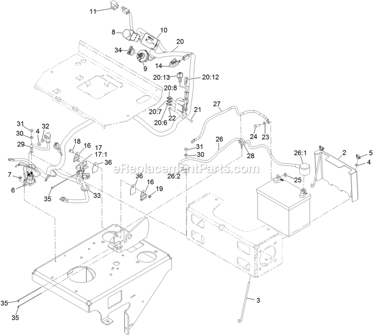 Electrical Assembly Diagram and Parts List for VTS541CKA36300 (402082300-404314158)(2018) Exmark Lawn Mower