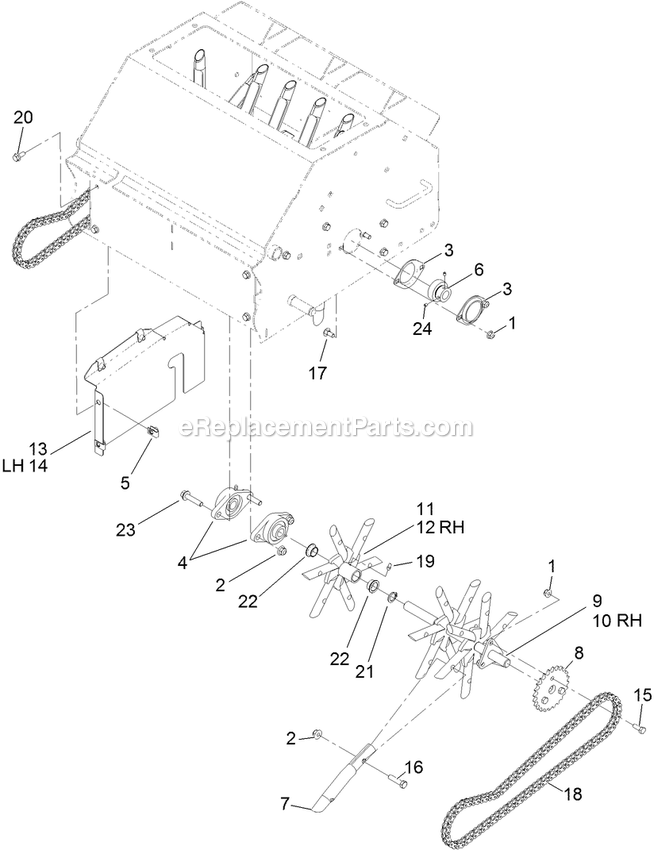 Tine Assembly Diagram and Parts List for ARS180KA21 (312000000-312999999)(2012) Exmark Aerator