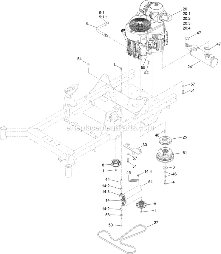Engine Assembly Diagram and Parts List for RAS730GKA603A3 (411294212-999999999)(2022) Exmark Lawn Mower