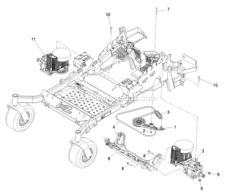 Hydraulic Group Diagram and Parts List for LZZ23KA526 (790000-849999)(2009) Exmark Lawn Mower