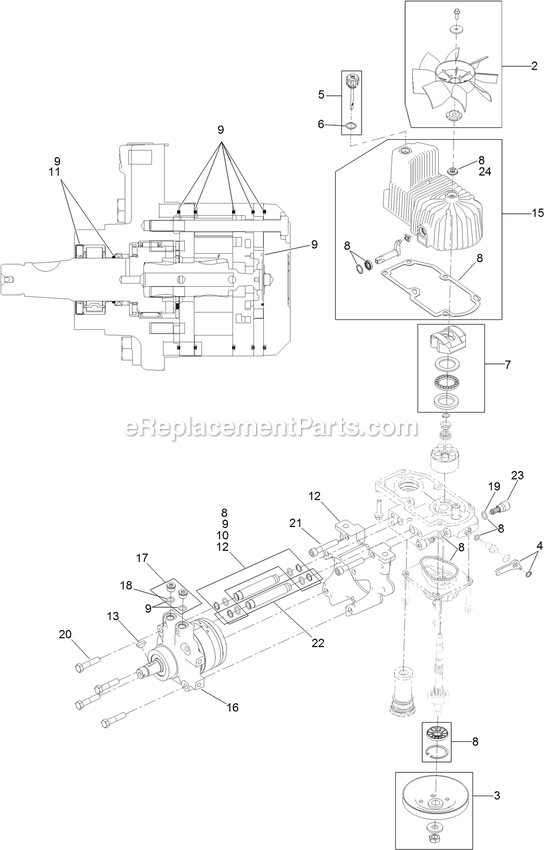 Lh Hydro Assembly Diagram and Parts List for LZE751GKA604A1 (400000000-402082299)(2017) Exmark Lawn Mower