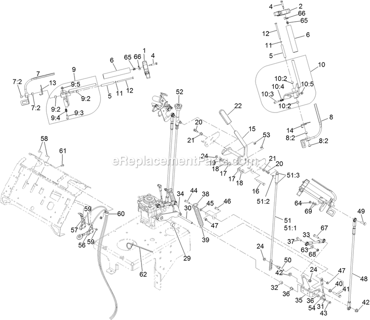 Controls Assembly Diagram and Parts List for VTX651GKA48400 (316000000-399999999)(2016) Exmark Lawn Mower