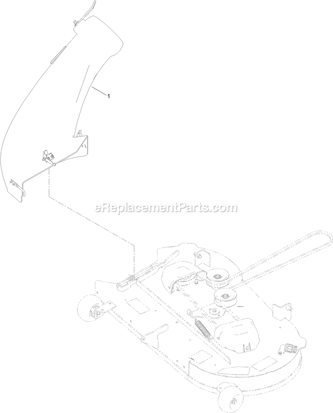 Chute Assembly Diagram and Parts List for 142-6387 (408644346-411294211)(2021) Exmark Lawn Tractor Accessories