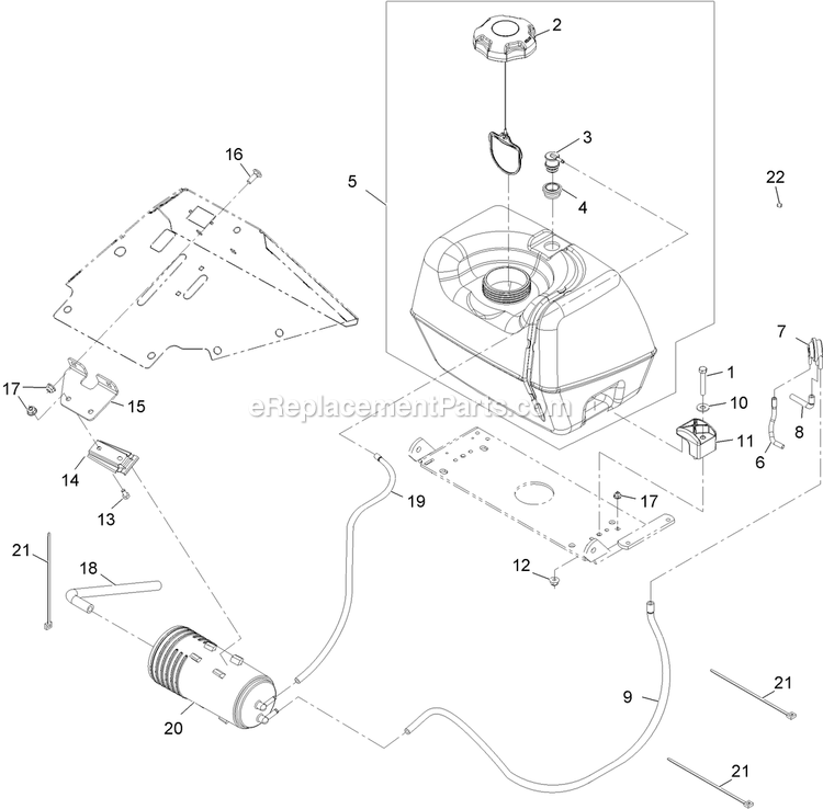 Fuel Tank Assembly Diagram and Parts List for TTX24KAECA (920000-999999)(2011) Exmark Lawn Mower