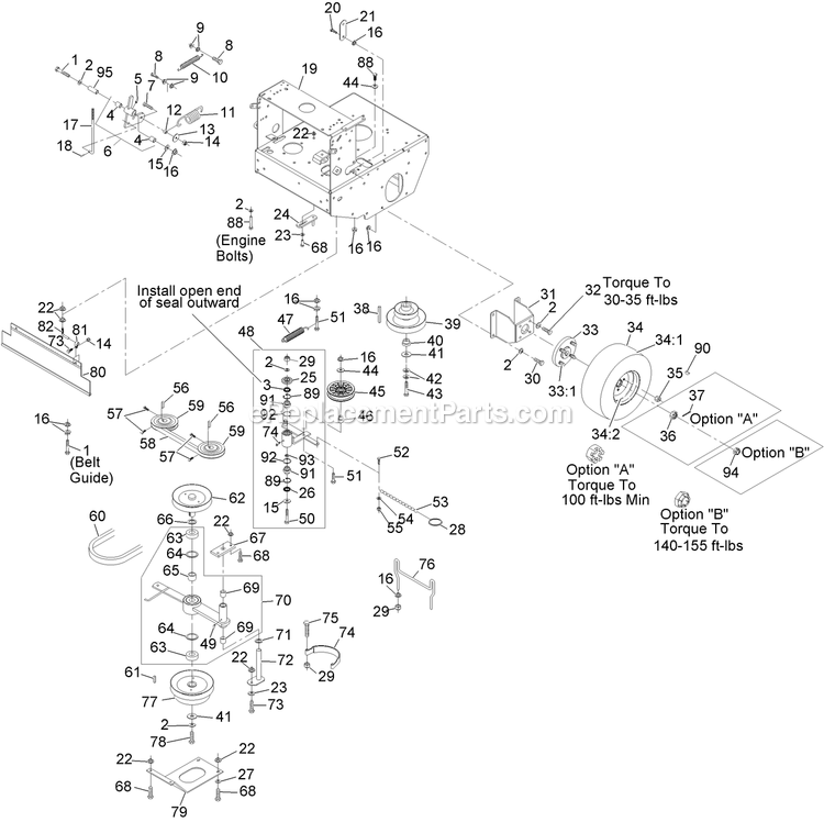 Engine Deck Assembly (1) Diagram and Parts List for TTS16KA483CA (920000-999999)(2011) Exmark Lawn Mower
