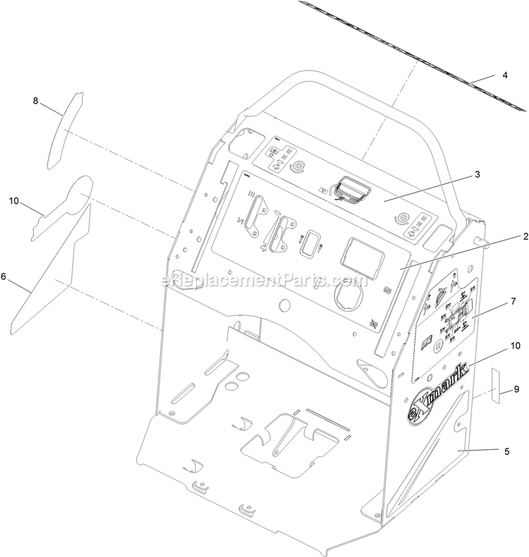 Control Tower With Decals Assembly Diagram and Parts List for VTS541CKA36300 (400000000-402082299)(2017) Exmark Lawn Mower