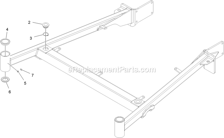 Front Frame Assembly Diagram and Parts List for TTX650EKC60400 (406294345-999999999)(2020) Exmark Lawn Mower