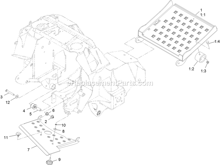 Platform Assembly Diagram and Parts List for STE600CKA32300 (404314159-406294344)(2019) Exmark Lawn Mower