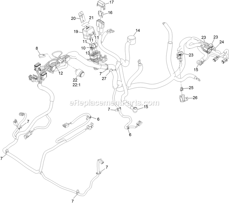 Electrical Harness Diagram and Parts List for LZX980EKC96RW0 (411294212-999999999)(2022) Exmark Lawn Mower