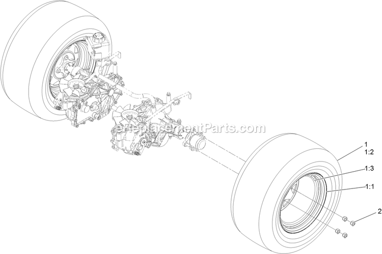 Rear Wheel Assembly Diagram and Parts List for RAS708GEM603C3 (402082300-404314158)(2018) Exmark Lawn Mower