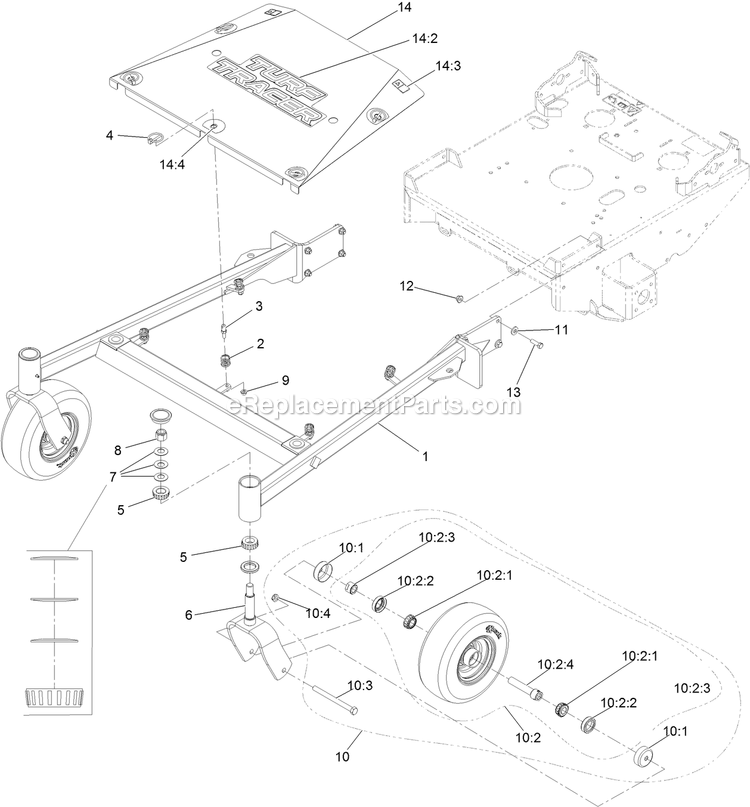 Frame Assembly Diagram and Parts List for TTX680PKC60400 (402082300-404314158)(2018) Exmark Lawn Mower