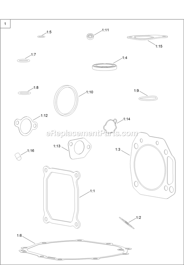 Gasket And Seal Kit Engine Assembly Diagram and Parts List for QTS452CEM34200 (315000000-315999999)(2015) Exmark Lawn Mower