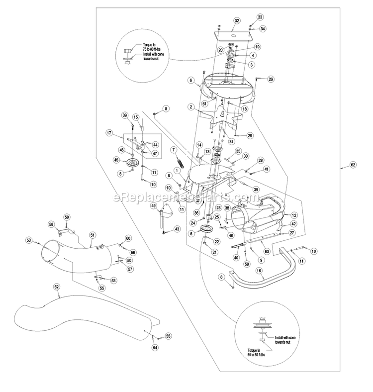 Blower Assembly (2) Diagram and Parts List for LZUV52 (790000-849999)(2009) Exmark Lawn Tractor Accessories