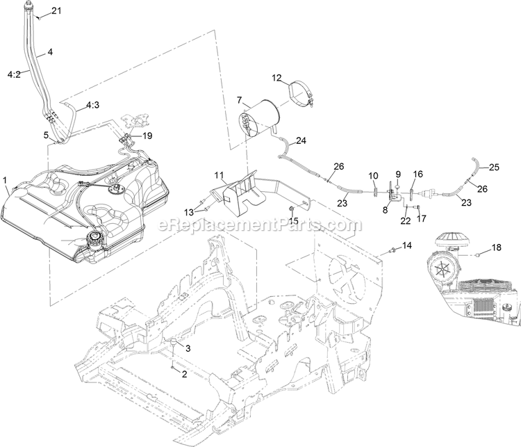 Fuel Assembly Diagram and Parts List for LZE751CKA524A2 (400000000-402082299)(2017) Exmark Lawn Mower