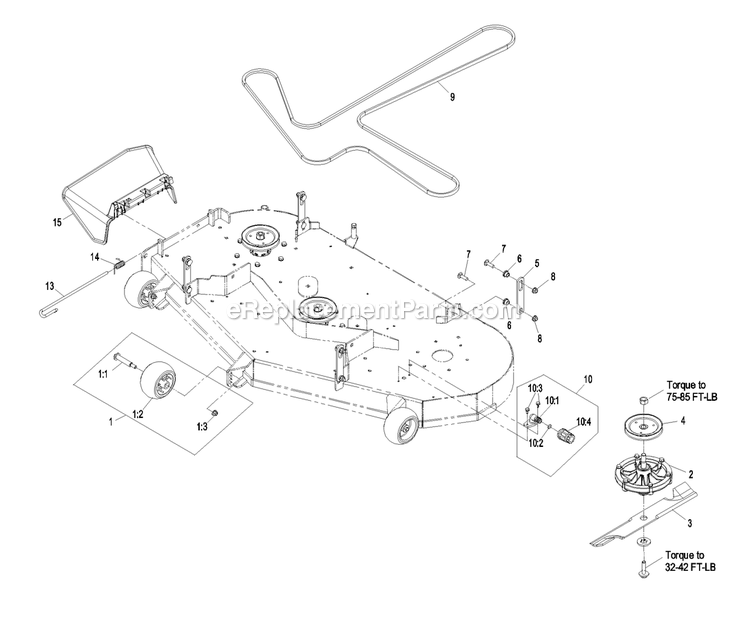 Deck Group (5) Diagram and Parts List for QST20BE422 (790000-849999)(2009) Exmark Lawn Mower