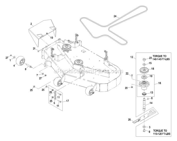 Deck Group (4) Diagram and Parts List for PHZ19KA443 (600000-669999)(2006) Exmark Lawn Mower