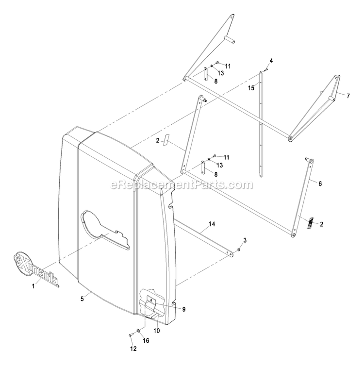 Hopper Door Diagram and Parts List for FRCK724 (670000-719999)(2007) Exmark Lawn Tractor Accessories