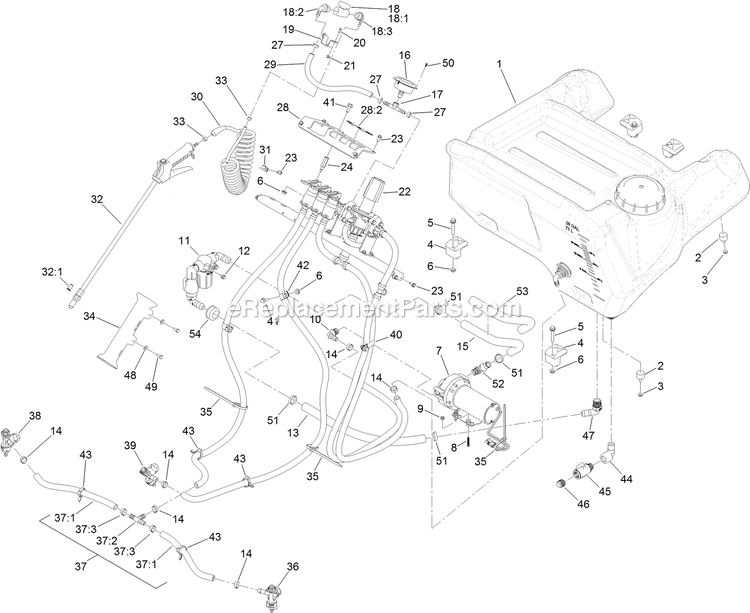 Spray System Assembly Diagram and Parts List for SSS270CSB00000 (400000000-402082299)(2017) Exmark Sprayer
