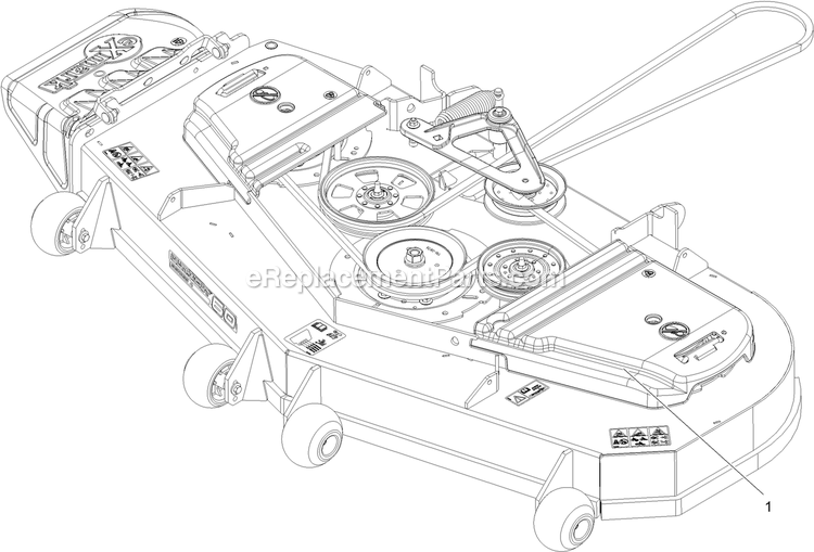 Complete Deck Assembly Diagram and Parts List for LZS749AKC604A1 (316000000-316999999)(2016) Exmark Lawn Mower