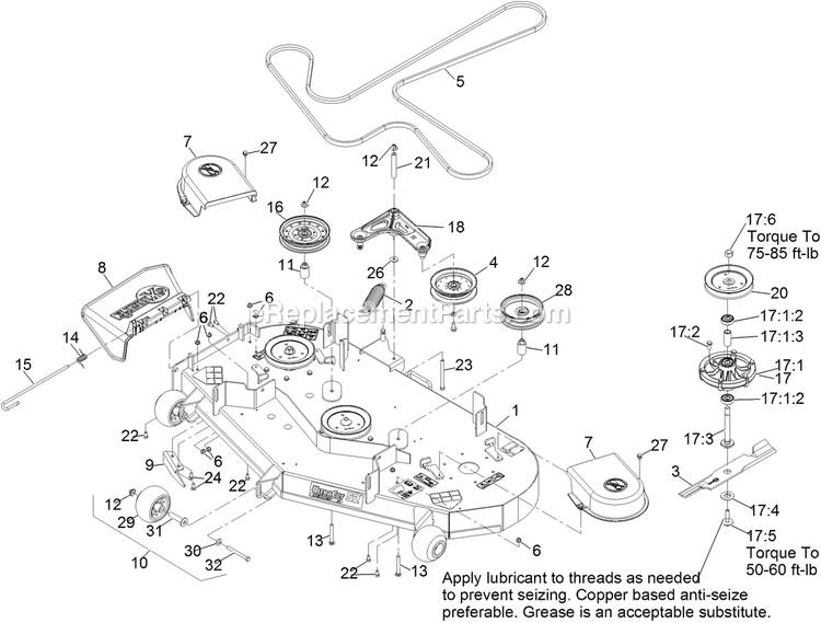 Deck Assembly Diagram and Parts List for PNE691GKA52200 (315000000-315999999)(2015) Exmark Lawn Mower