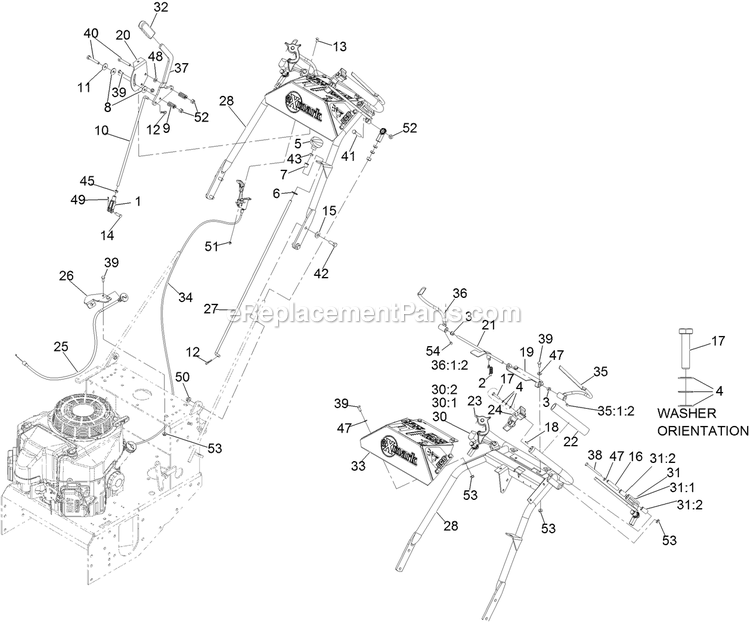Controls Assembly Diagram and Parts List for VHS481GKA36200 (400000000-402082299)(2017) Exmark Lawn Mower