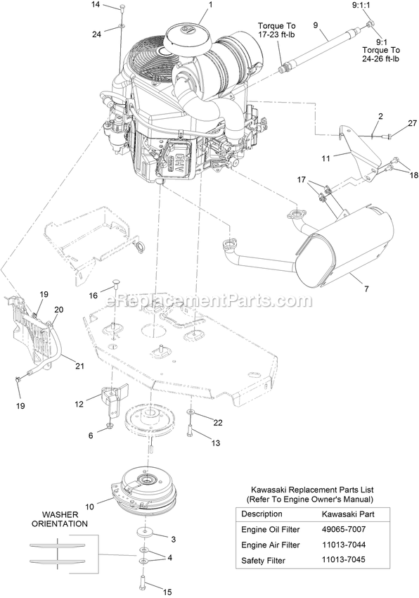 Engine Assembly Diagram and Parts List for LZS691CKA52400 (315000000-315999999)(2015) Exmark Lawn Mower