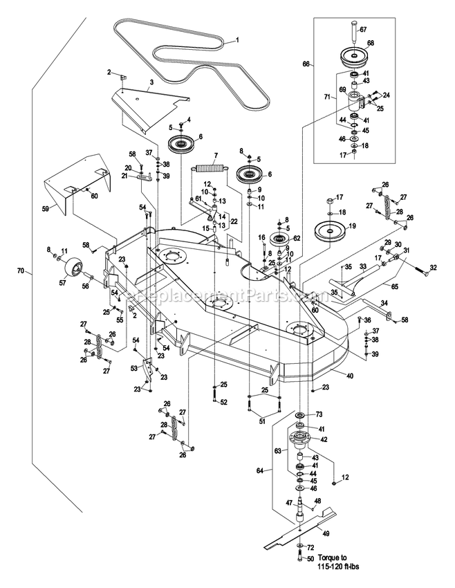 Deck Group (3) Diagram and Parts List for LZ25KA604 (320000-369999)(2002) Exmark Lawn Mower