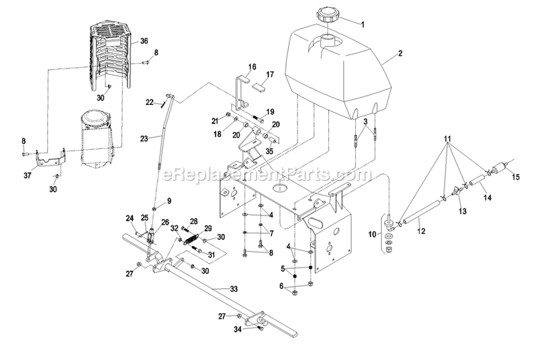 Engine Deck Group (2) Diagram and Parts List for TT23KAECA (790000-849999)(2009) Exmark Lawn Mower