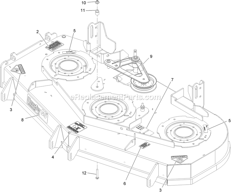 Deck With Decals Assembly Diagram and Parts List for LZE27KC604 (920000-999999)(2011) Exmark Lawn Mower