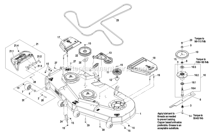 Deck Group (4) Diagram and Parts List for LZZ23KA526 (790000-849999)(2009) Exmark Lawn Mower