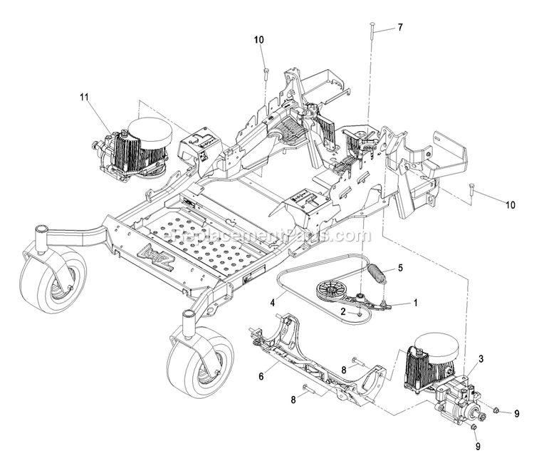 Hydraulic Group Diagram and Parts List for LZAS20BV484 (790000-849999)(2009) Exmark Lawn Mower