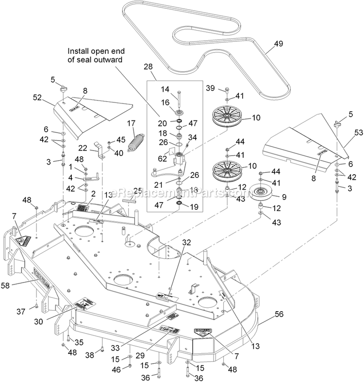 Deck Assembly (1) Diagram and Parts List for LZD25KD725 (920000-999999)(2011) Exmark Lawn Mower