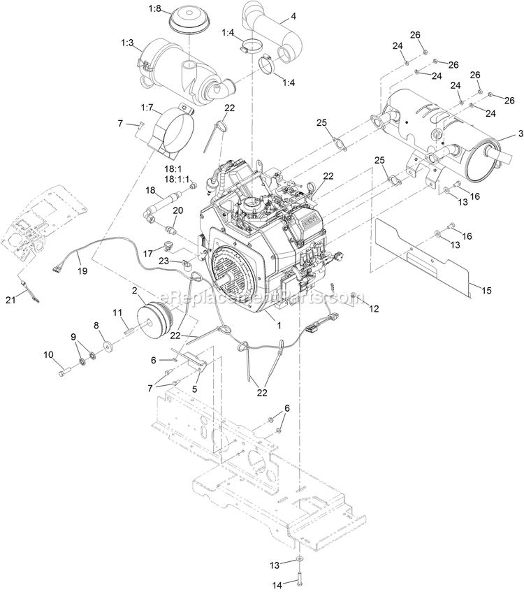 Engine Assembly Diagram and Parts List for NVS730AKC48000 (406294345-408644345)(2020) Exmark Lawn Mower
