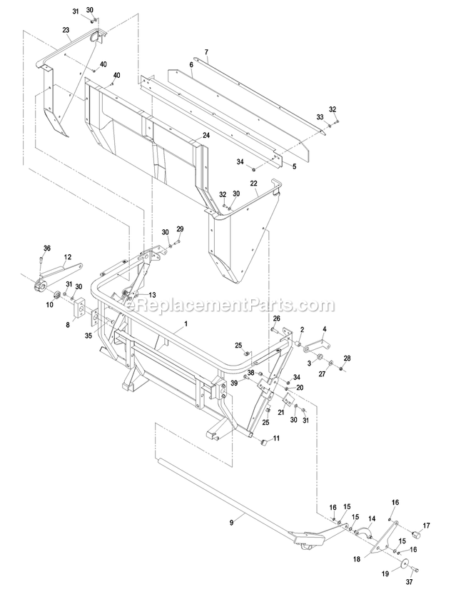Lower Hopper Assembly Diagram and Parts List for LHPUVD4448 (600000-669999)(2006) Exmark Lawn Tractor Accessories