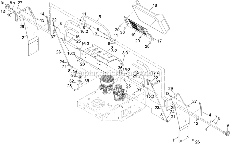 Motion Control Assembly Diagram and Parts List for 34220 400000000-999999999 Exmark Sprayer