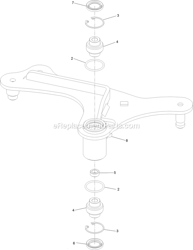 Deck Idler Assembly Diagram and Parts List for STS730GKA52400 (408644346-411294211)(2021) Exmark Lawn Mower