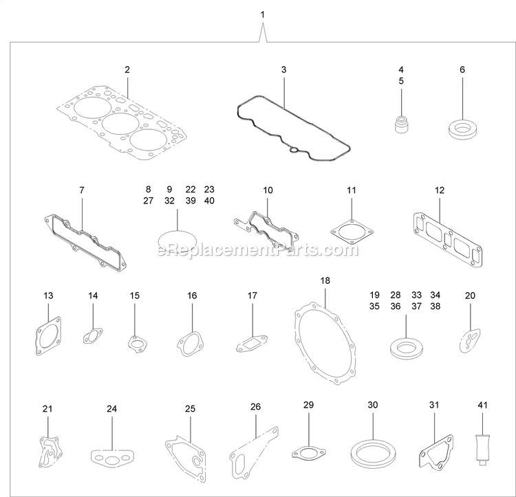 Gasket Set Diagram and Parts List for LZS88CDYM96RW0 (408644346-411294211)(2021) Exmark Lawn Mower