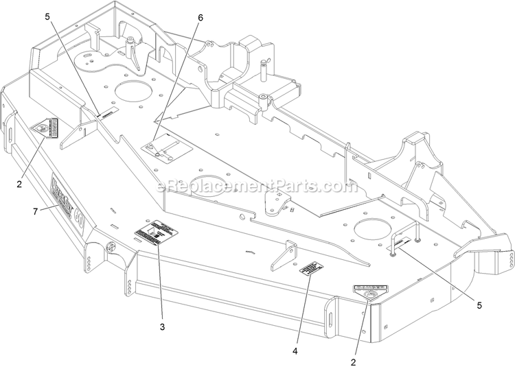 Deck With Decals Diagram and Parts List for LZS740EKC60RS (314000000-314999999)(2014) Exmark Lawn Mower