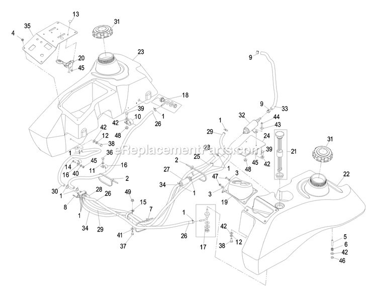 Fuel Group Diagram and Parts List for LXS29LKA605 (670000-719999)(2007) Exmark Lawn Mower